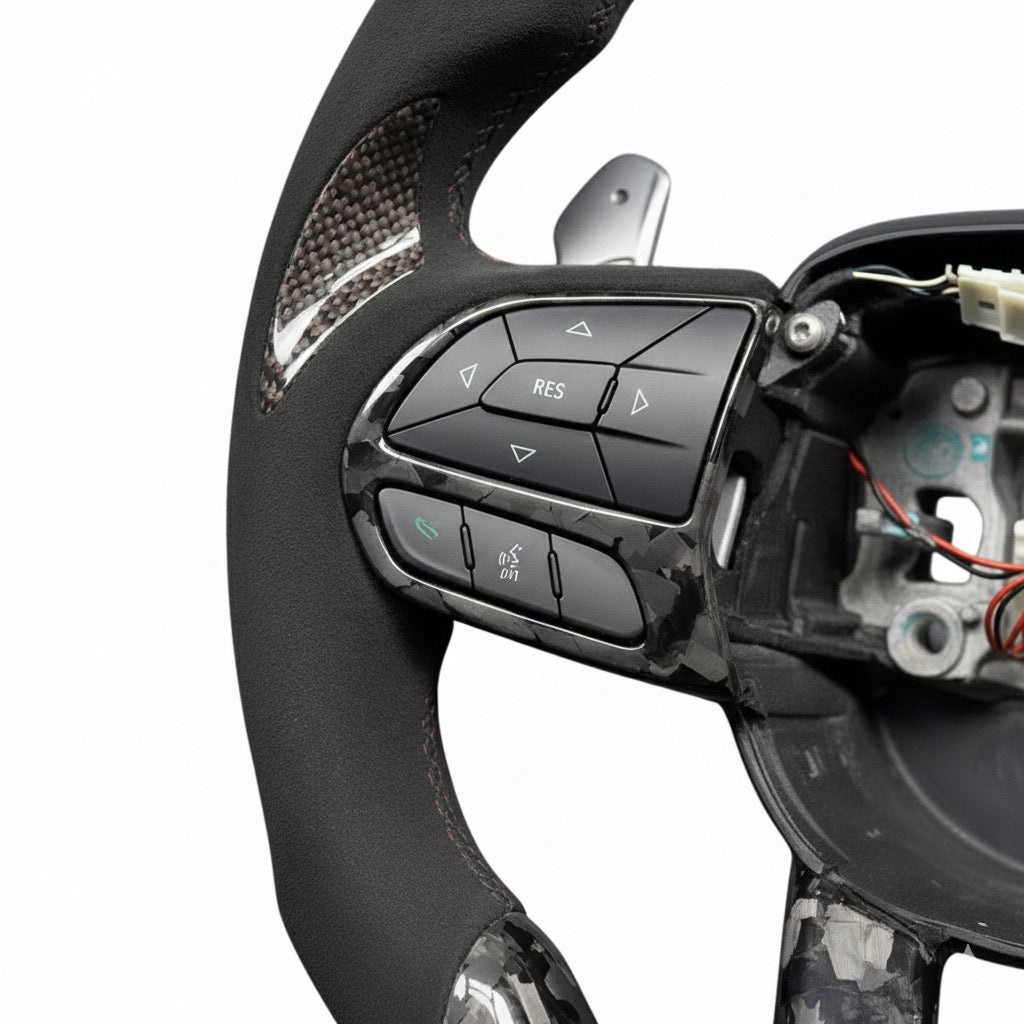 (2015-2023) Jeep Grand Cherokee/SRT/HELLCAT - Forged Carbon Fiber With Led Display & Alcantara Steering Wheel - American Steering