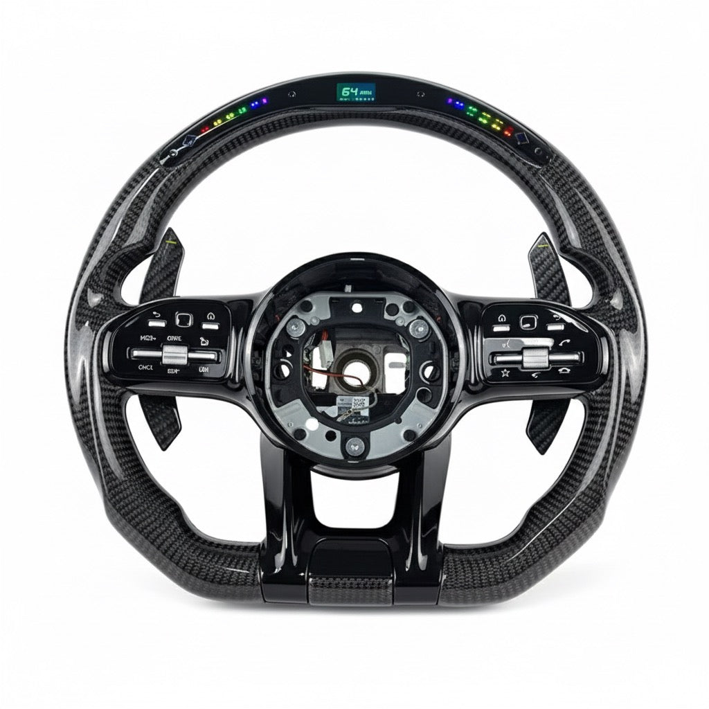 Mercedes-Benz – Full Carbon Fiber Steering Wheel with Paddle Shifters & Alcantara (2019–2024)