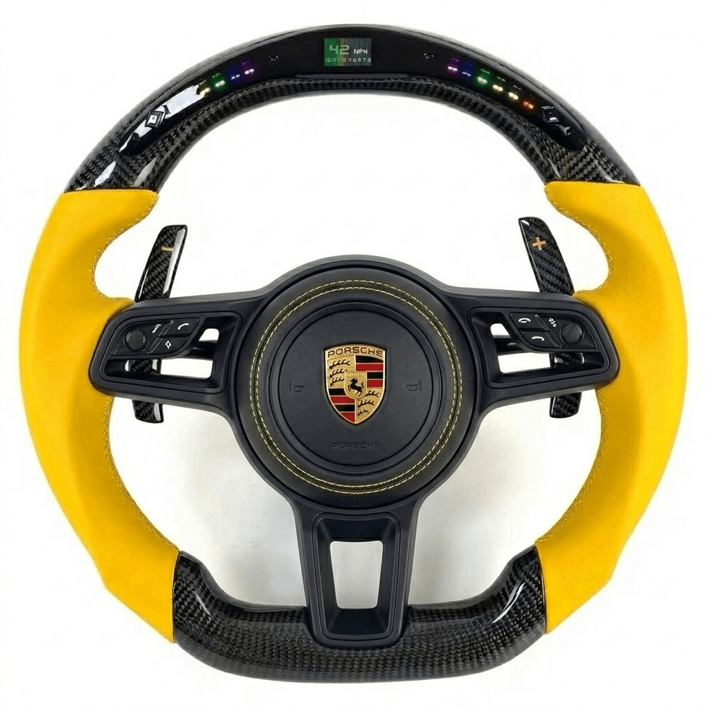 2018+ Porsche - Custom Carbon Fiber Steering Wheel With Led Display