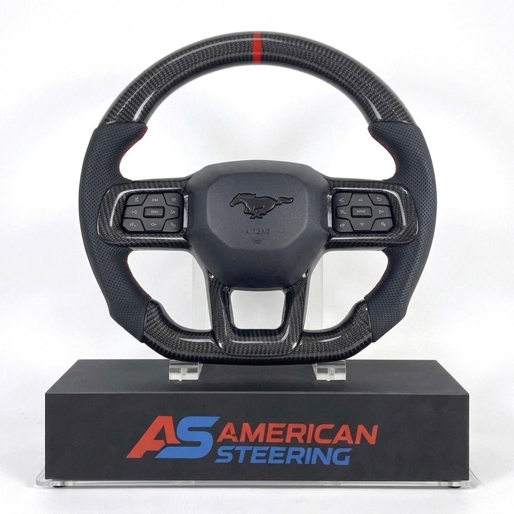 Ford Mustang 2024+ Carbon Fiber With Leather Steering Wheel