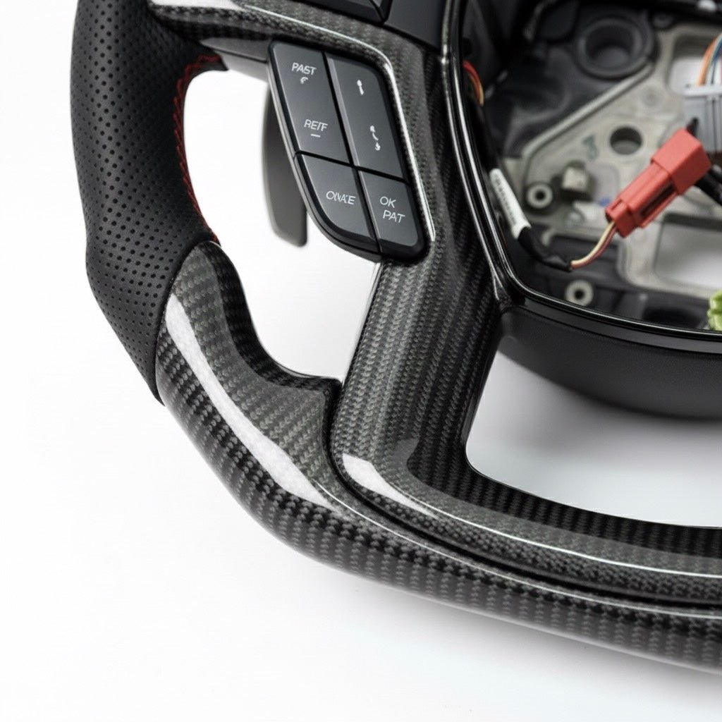 (2015-2022) Ford Raptor F250/F350 – Carbon Fiber With Leather Steering Wheel - American Steering