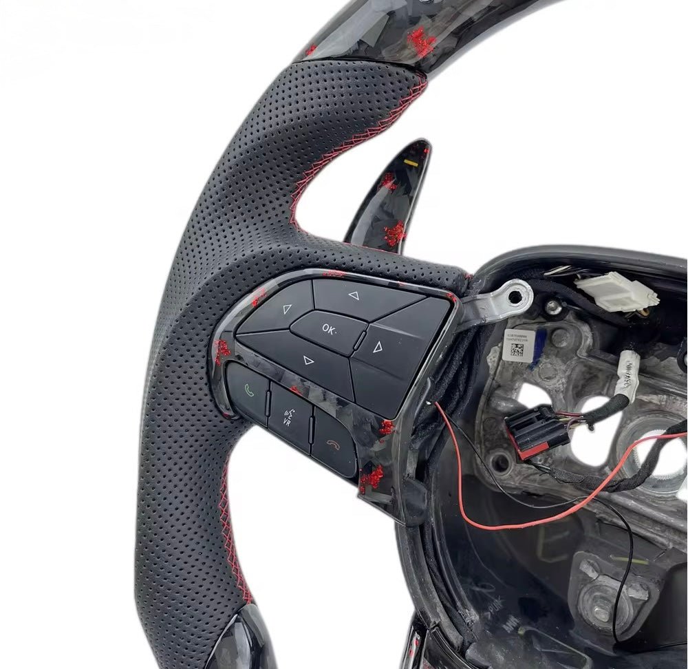 2015-2023 Dodge Durango/Charger/Challenger - Forged Carbon Fiber Steering Wheel With Leather & Led Display - American Steering