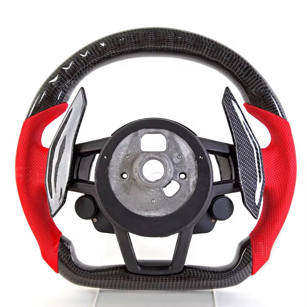 2017+ Audi S3/S4/S5/S7/RS3/RS4/RS5/RS6/RS7/R8 - Carbon Fiber With Alcantara & Led Display Steering Wheel - American Steering