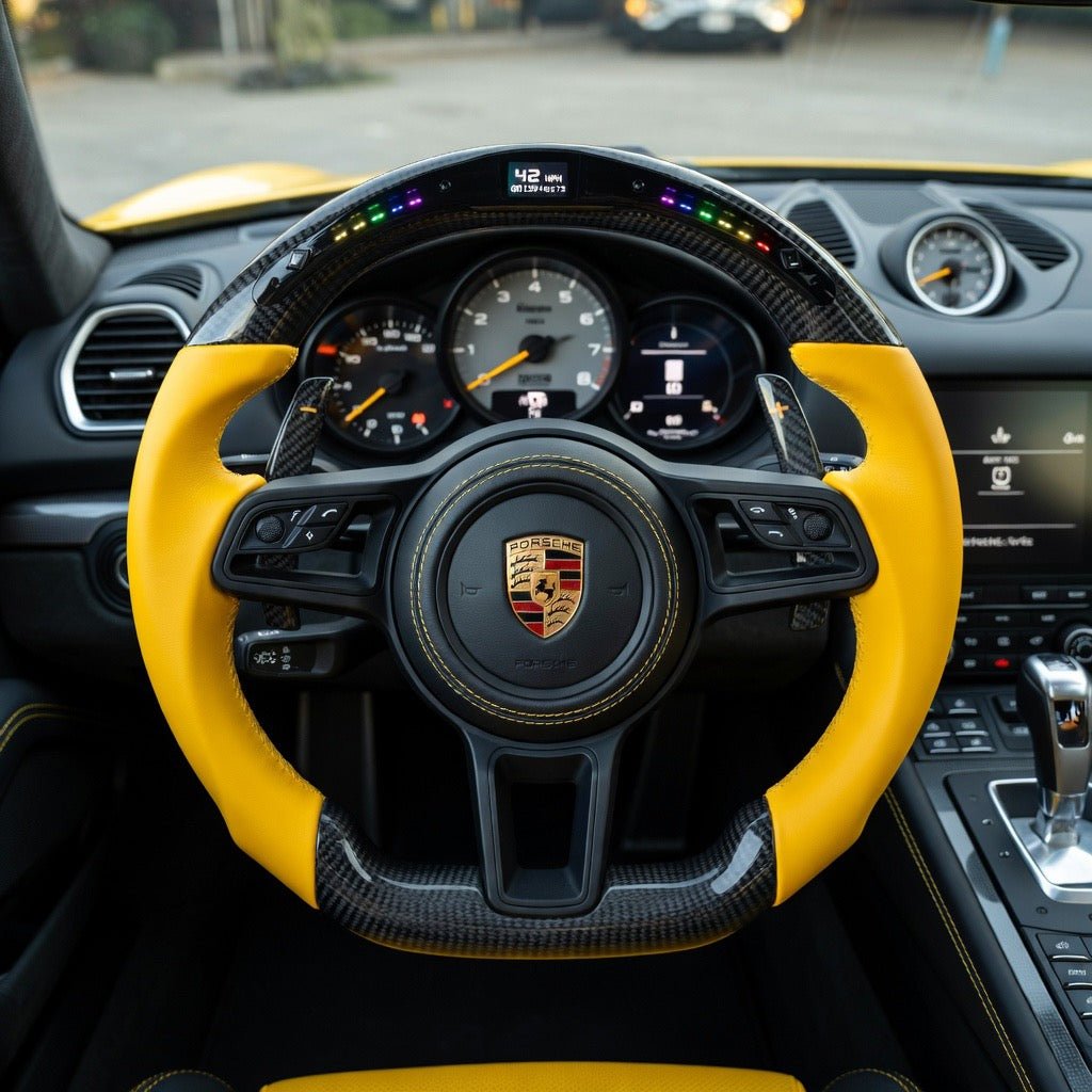 2018+ Porsche - Custom Carbon Fiber Steering Wheel With Led Display