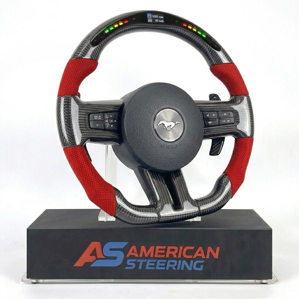 2010-2014 Ford Mustang - Custom Carbon Fiber Steering Wheel With Red Leather