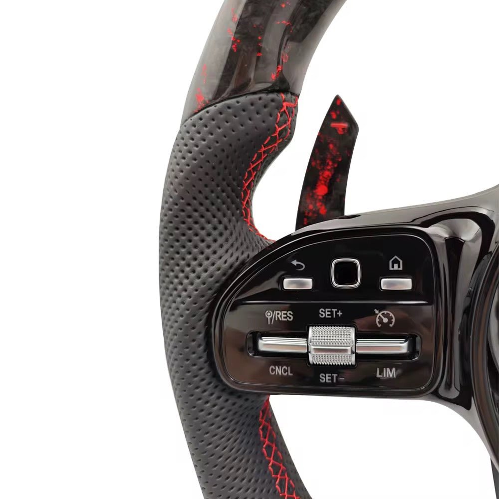 (2017-2021) Mercedes-Benz - Forged Carbon Fiber With Leather & Led Display Steering Wheel - American Steering