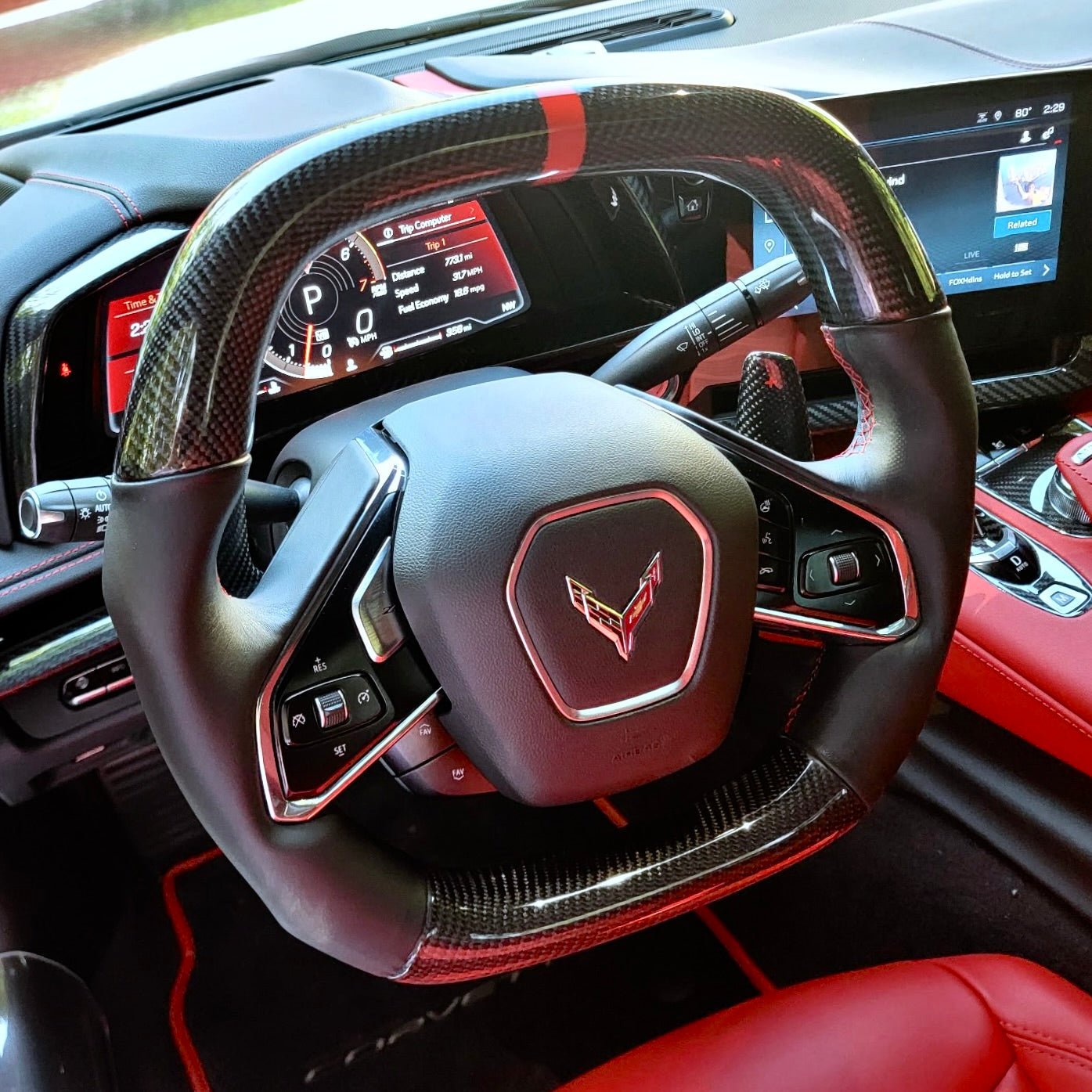 Chevrolet Corvette C8 - Carbon Fiber Steering Wheel With Leather - American Steering