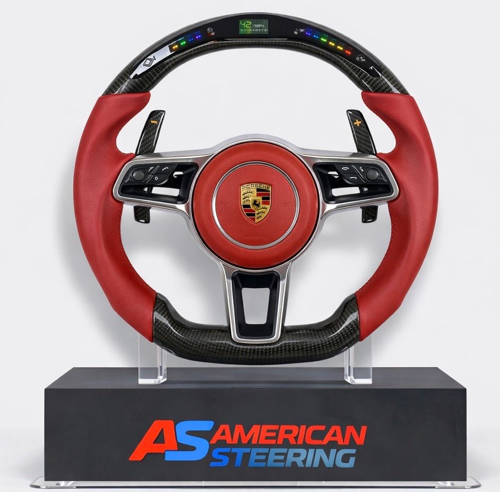 2018+ Porsche - Red Carbon Fiber Steering Wheel With Led Display