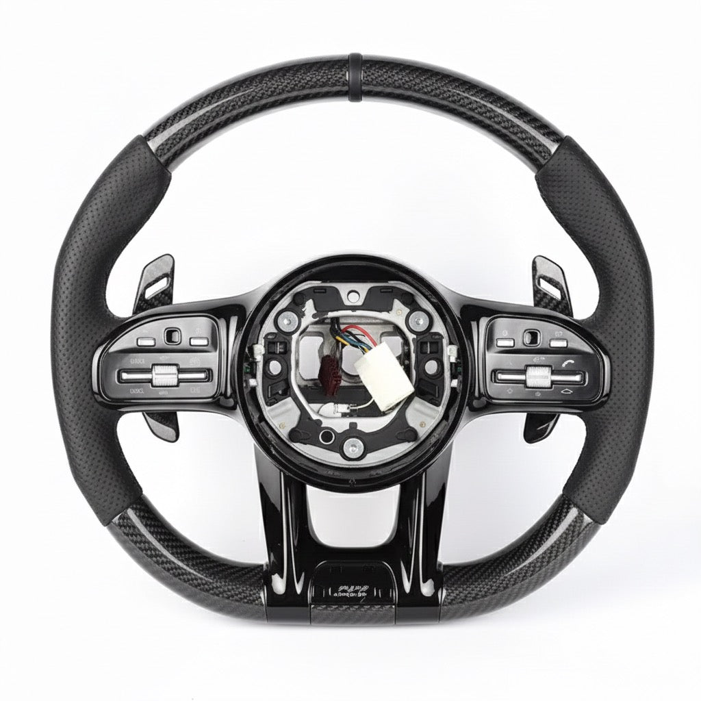(2015-2022) Mercedes-Benz C63/C43/E63/G63 - Carbon Fiber Steering Wheel With Leather - American Steering