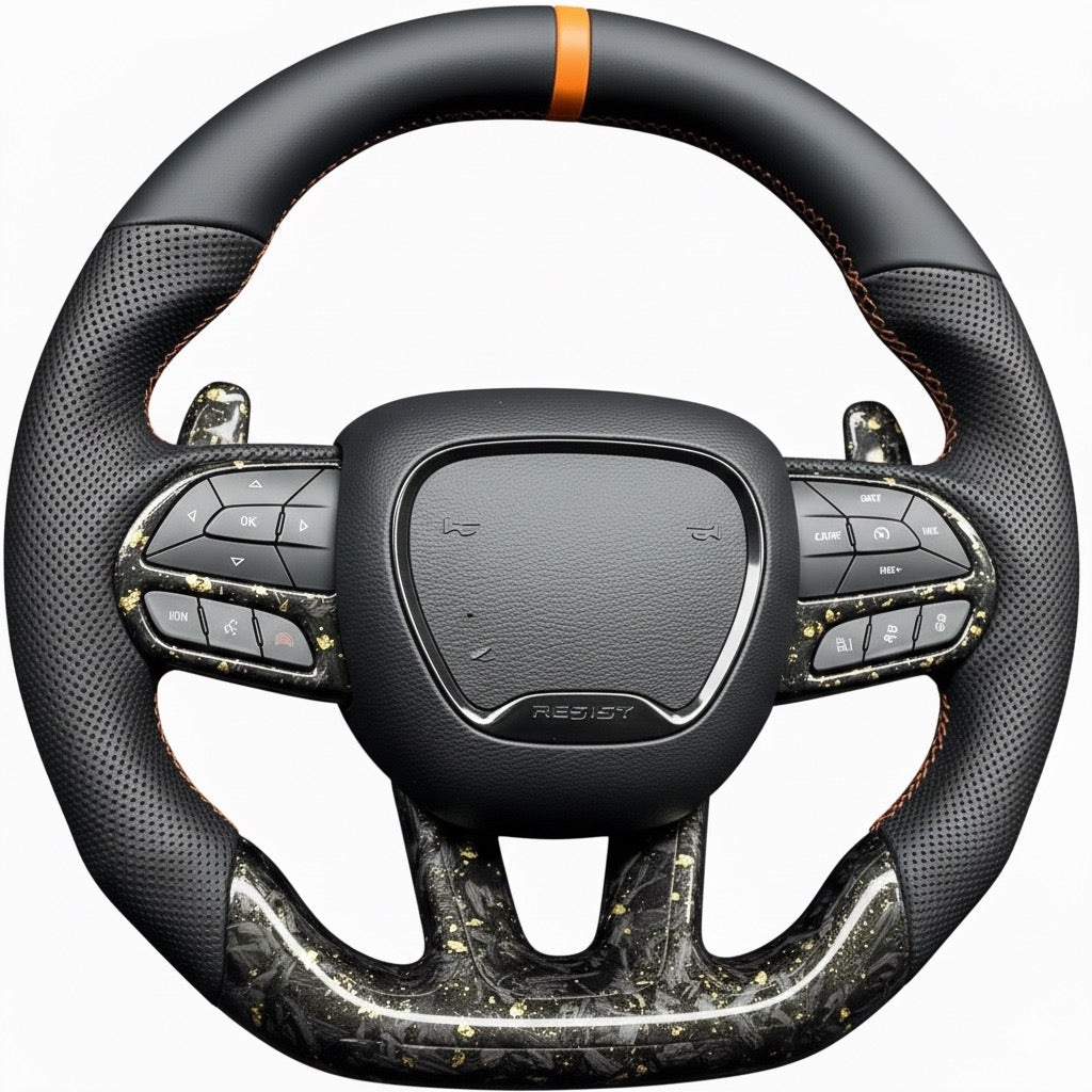 (2015-2023) Jeep Grand Cherokee/SRT/HELLCAT - Half Carbon Fiber Steering Wheel With Leather - American Steering