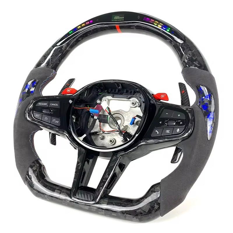 (2020+) BMW M2/M3/M4/M5/M8 - Forged Carbon Fiber With Led Steering Wheel - American Steering
