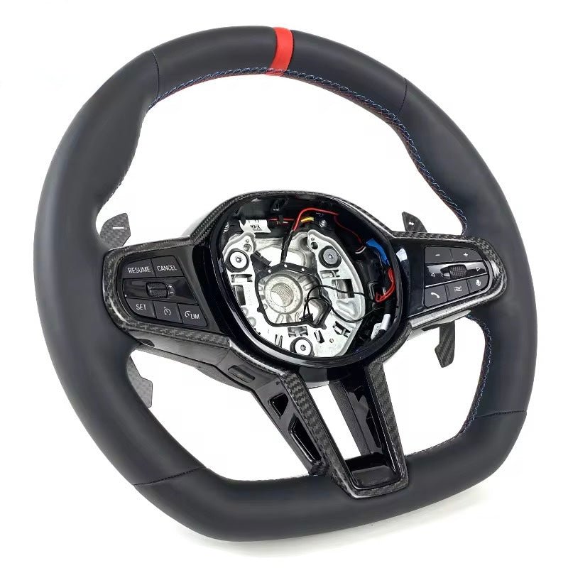(2020+) BMW M2/M3/M4/M5/M8 - Carbon Fiber Steering Wheel With Leather - American Steering