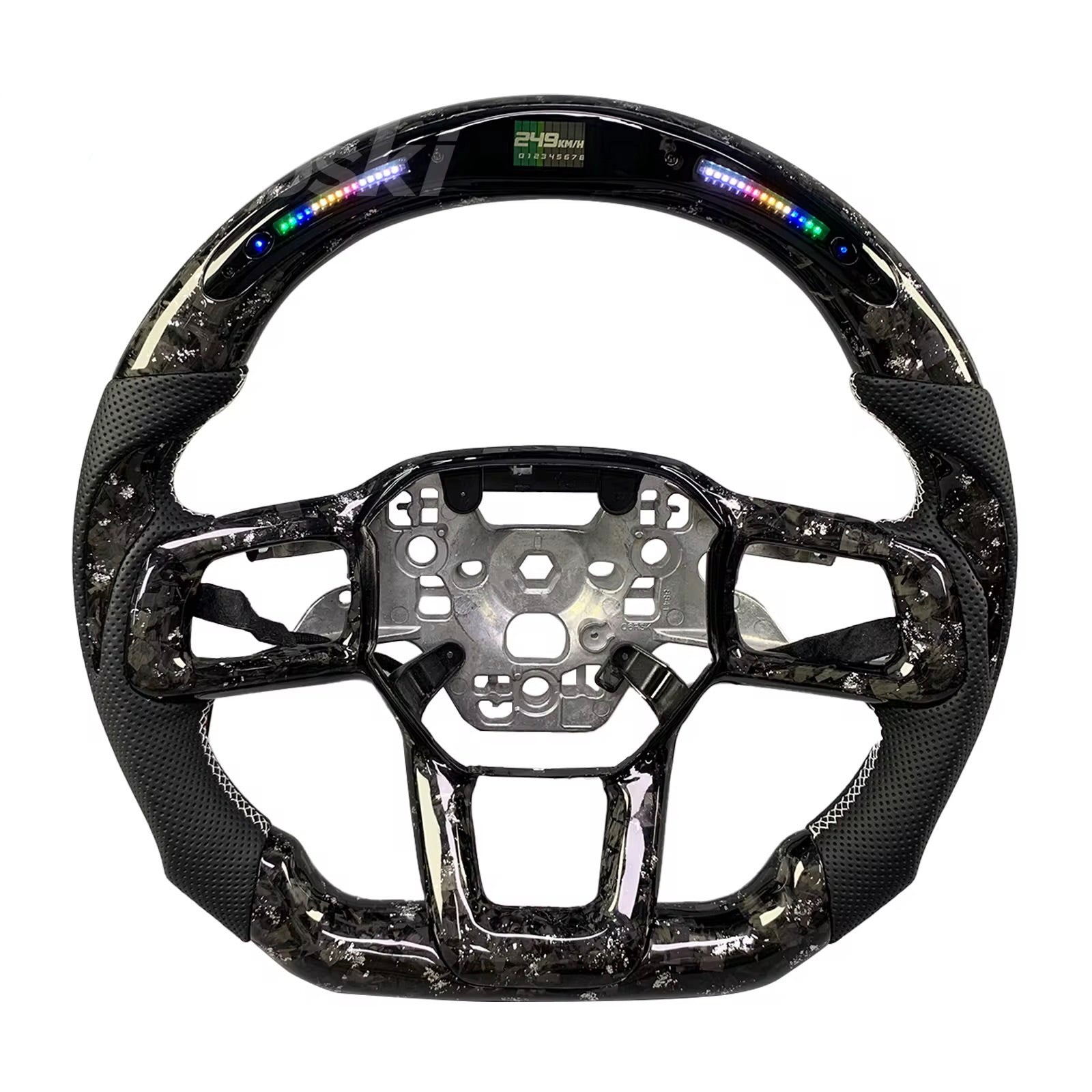 (2018-2023) Ford Mustang - Led Forged Carbon Fiber With Leather Steering Wheel - American Steering