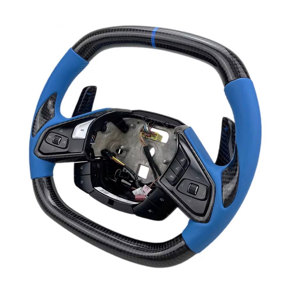 Chevrolet Corvette C8 - Carbon Fiber Steering Wheel With Leather - American Steering