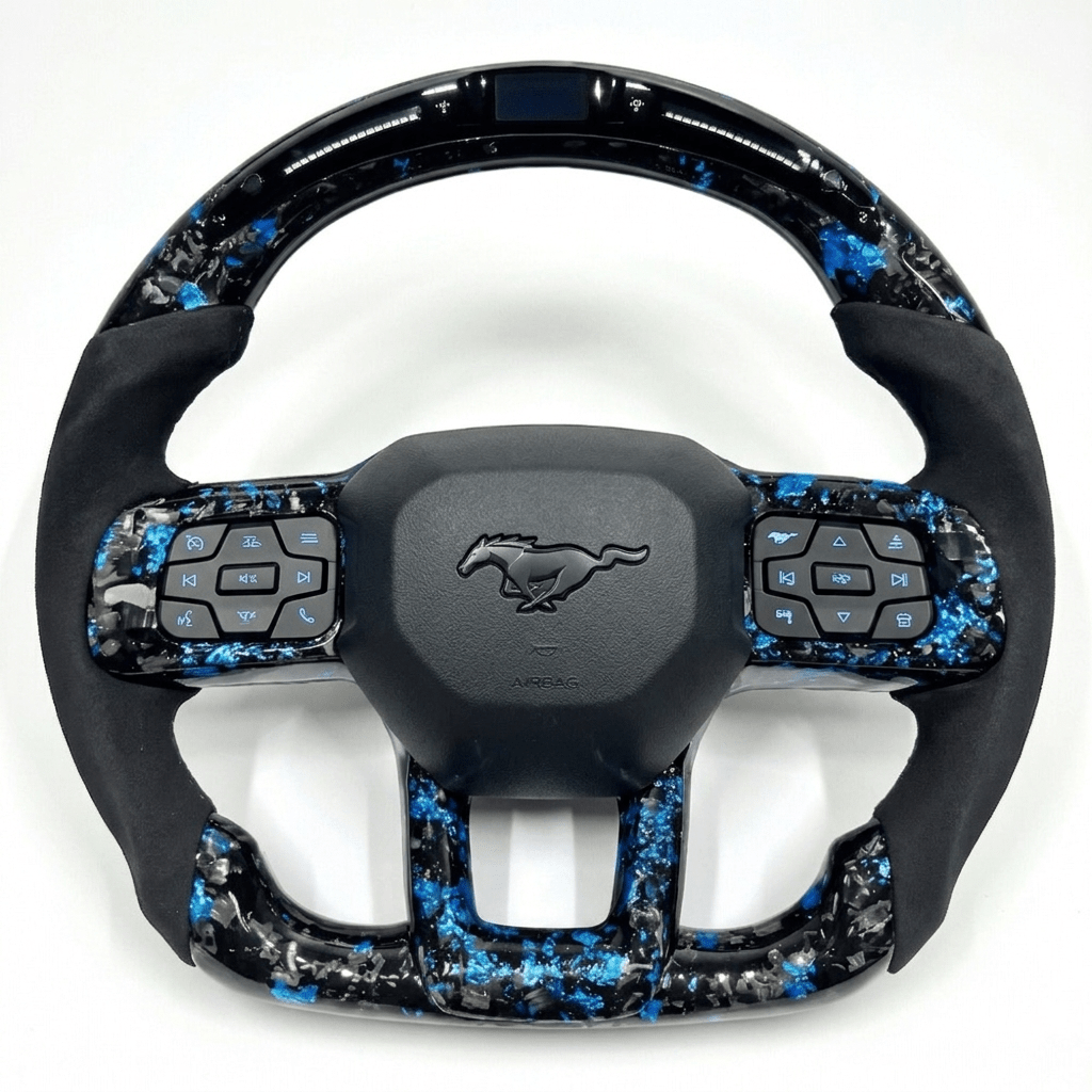 2024+ Ford Mustang - Reflective Forged Carbon Fiber Steering Wheel With Led Display