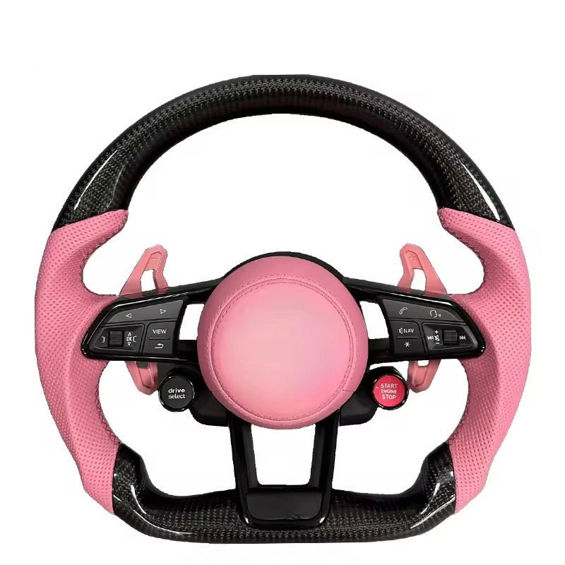 2017+ Audi S3/S4/S5/S7/RS3/RS4/RS5/RS6/RS7 - Carbon Fiber Steering Wheel With Leather - American Steering