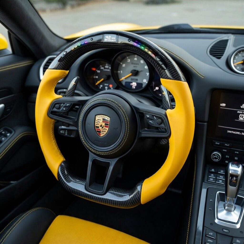 2018+ Porsche - Custom Carbon Fiber Steering Wheel With Led Display