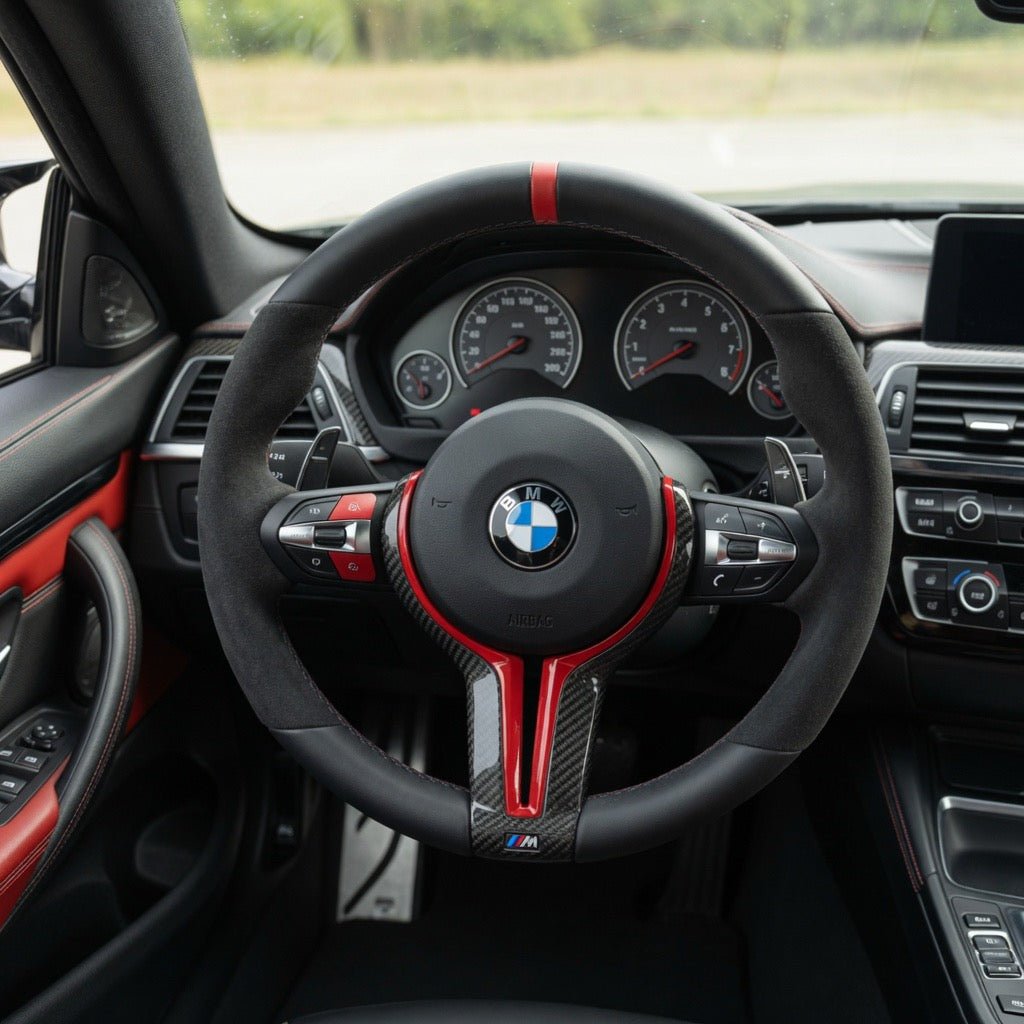 2015-2020 BMW - Carbon Fiber Steering Wheel With Red Accents