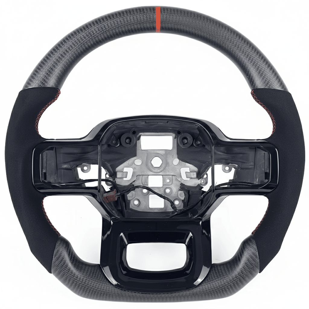 (2018-2024) Ford Raptor – Matte Carbon Fiber With Leather Steering Wheel