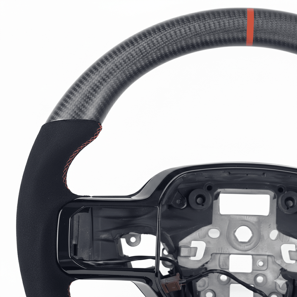 (2018-2024) Ford Raptor – Matte Carbon Fiber With Leather Steering Wheel