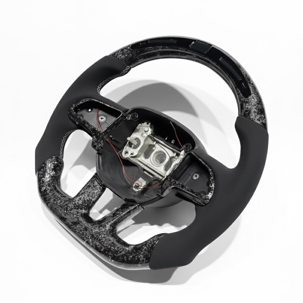 2015-2023 Dodge Charger/Challenger/Durango - Forged Carbon Fiber Steering Wheel With Leather and Led Display - American Steering