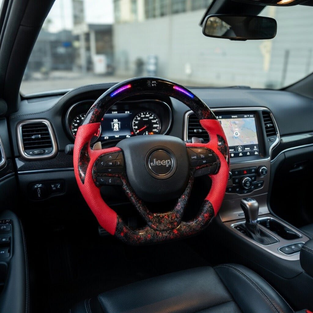 2016+ Jeep Cherokee - Forged Carbon Fiber Steering Wheel With Led Display