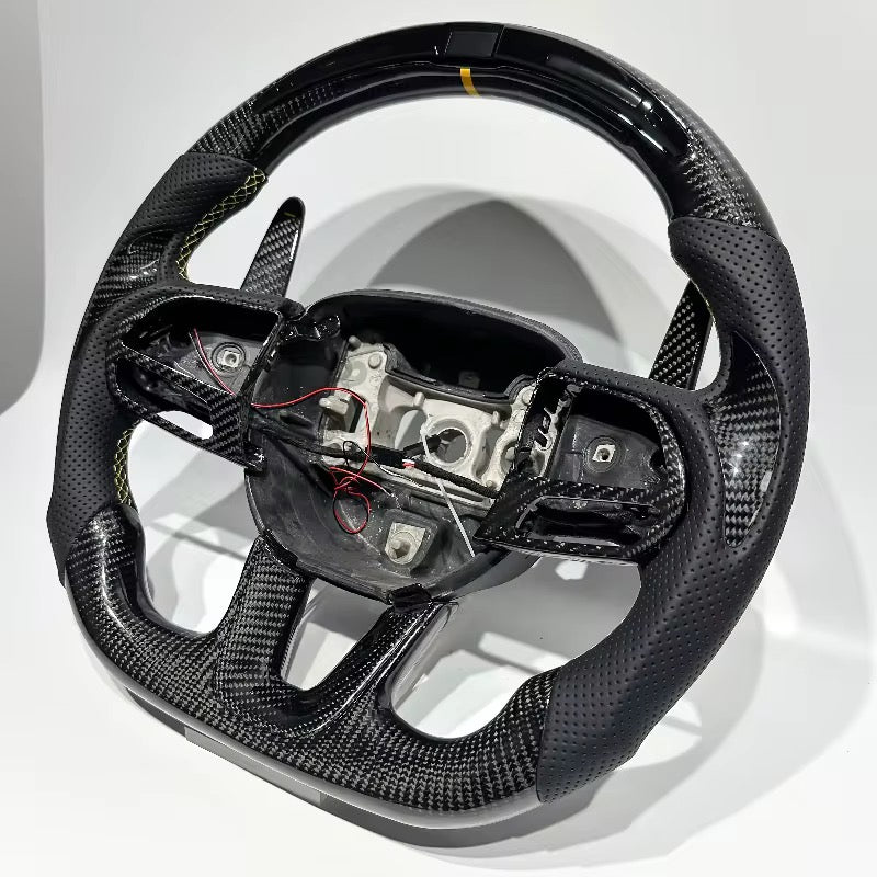 Dodge - Carbon Fiber Steering Wheel With Led Display & Paddle Shifters