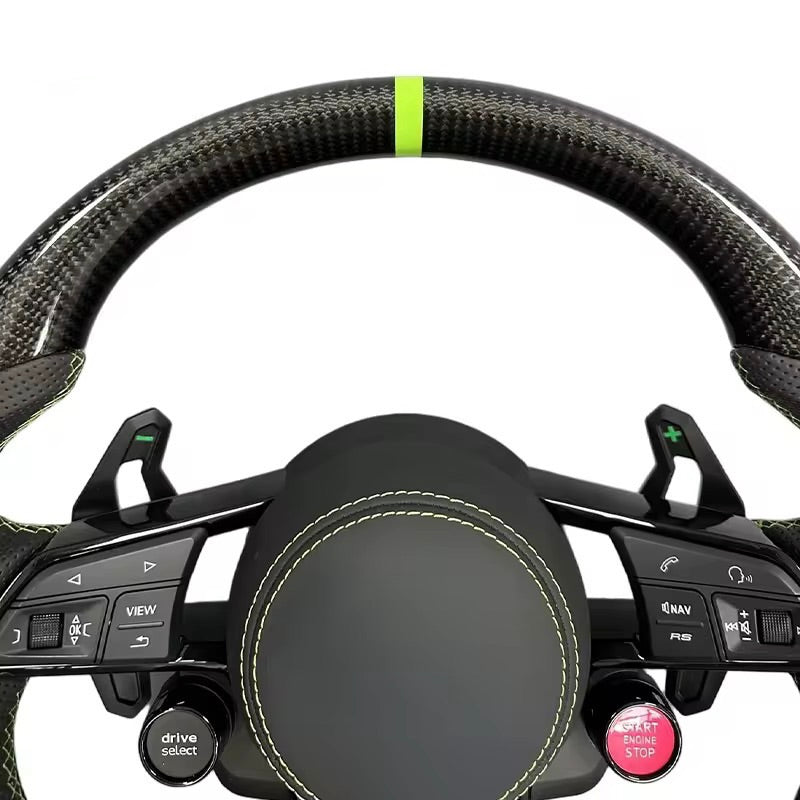 2017+ Audi S3/S4/S5/S7/RS3/RS4/RS5/RS6/RS7 - Carbon Fiber Steering Wheel With Leather - American Steering