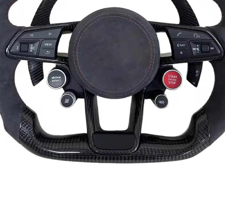 2017+ Audi S3/S4/S5/S7/RS3/RS4/RS5/RS6/RS7/R8 - Carbon Fiber With Alcantara & Led Display Steering Wheel - American Steering