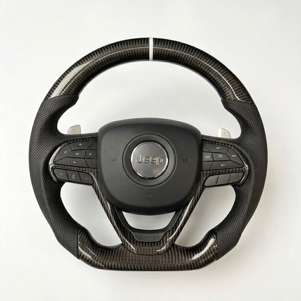 2016-2021 Jeep Grand Cherokee - Carbon Fiber Steering Wheel With Leather