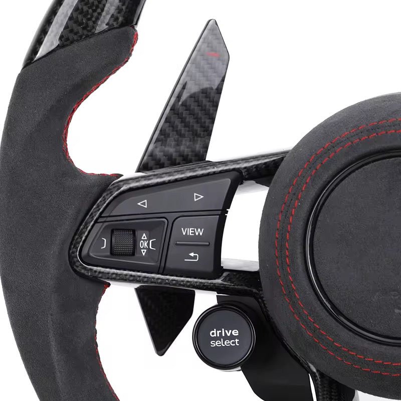Audi – Carbon Fiber Steering Wheel with Paddle Shifters & Alcantara (2017–2025)
