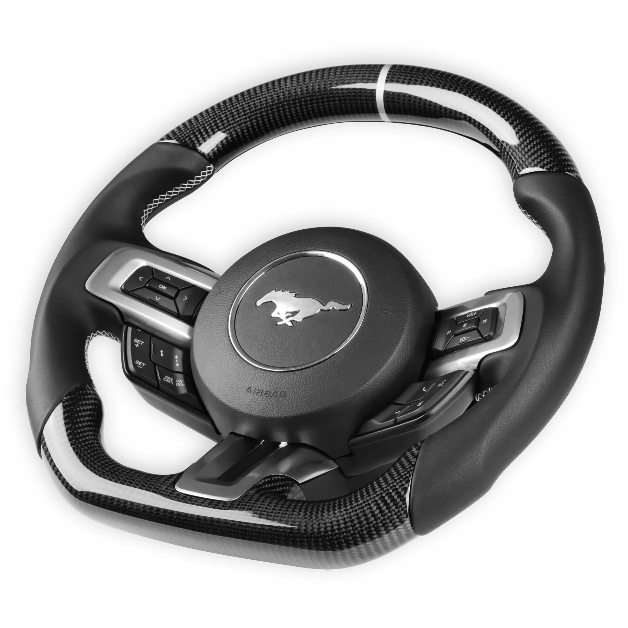 Ford Mustang (2015–2023) Carbon Fiber Steering Wheel with Leather & LED Display