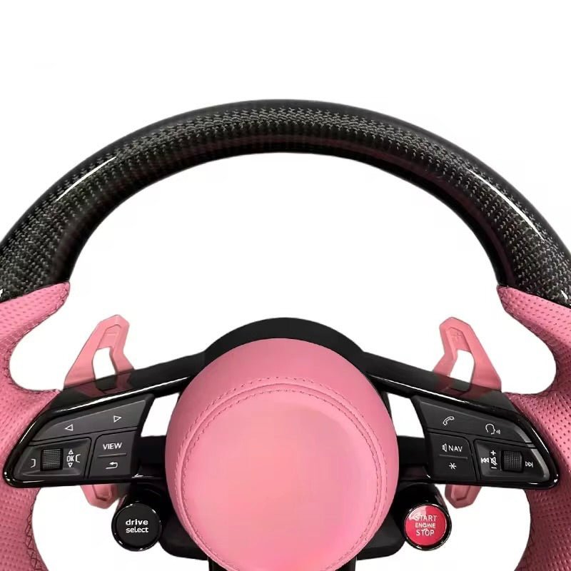 2017+ Audi S3/S4/S5/S7/RS3/RS4/RS5/RS6/RS7 - Carbon Fiber Steering Wheel With Leather - American Steering