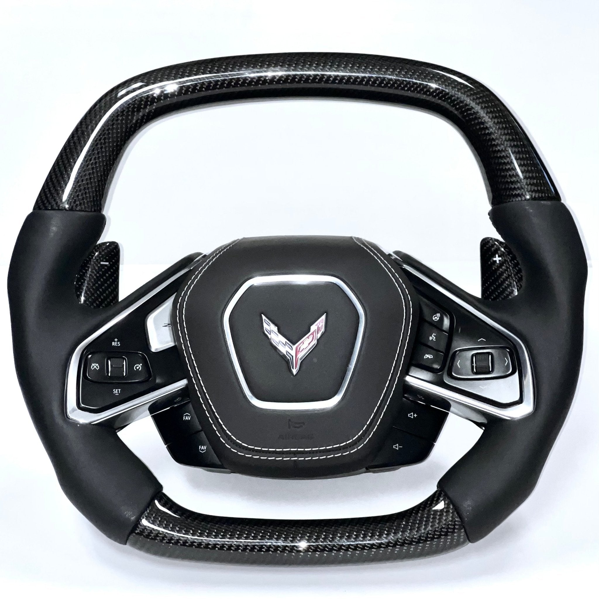Chevrolet Corvette C8 - Carbon Fiber Steering Wheel With Leather - American Steering