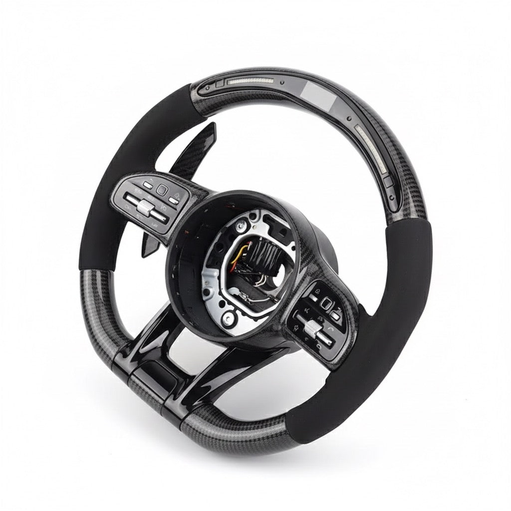 Mercedes-Benz Performance Steering Wheel Carbon Fiber with Alcantara & Paddle Shifters (2019–2024 Models)
