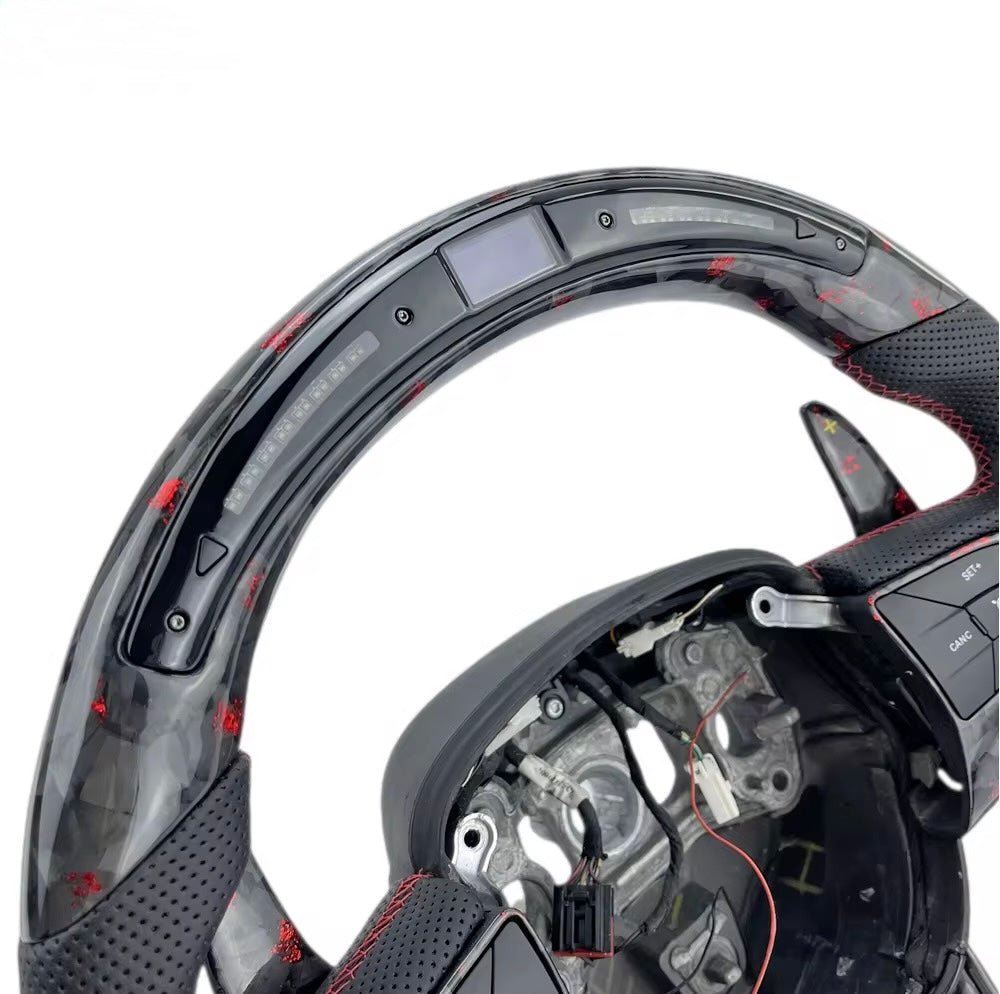 2015-2023 Dodge Durango/Charger/Challenger - Forged Carbon Fiber Steering Wheel With Leather & Led Display - American Steering