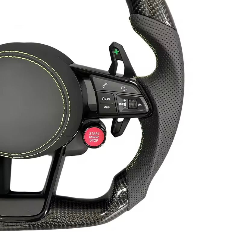 2017+ Audi S3/S4/S5/S7/RS3/RS4/RS5/RS6/RS7 - Carbon Fiber Steering Wheel With Leather - American Steering