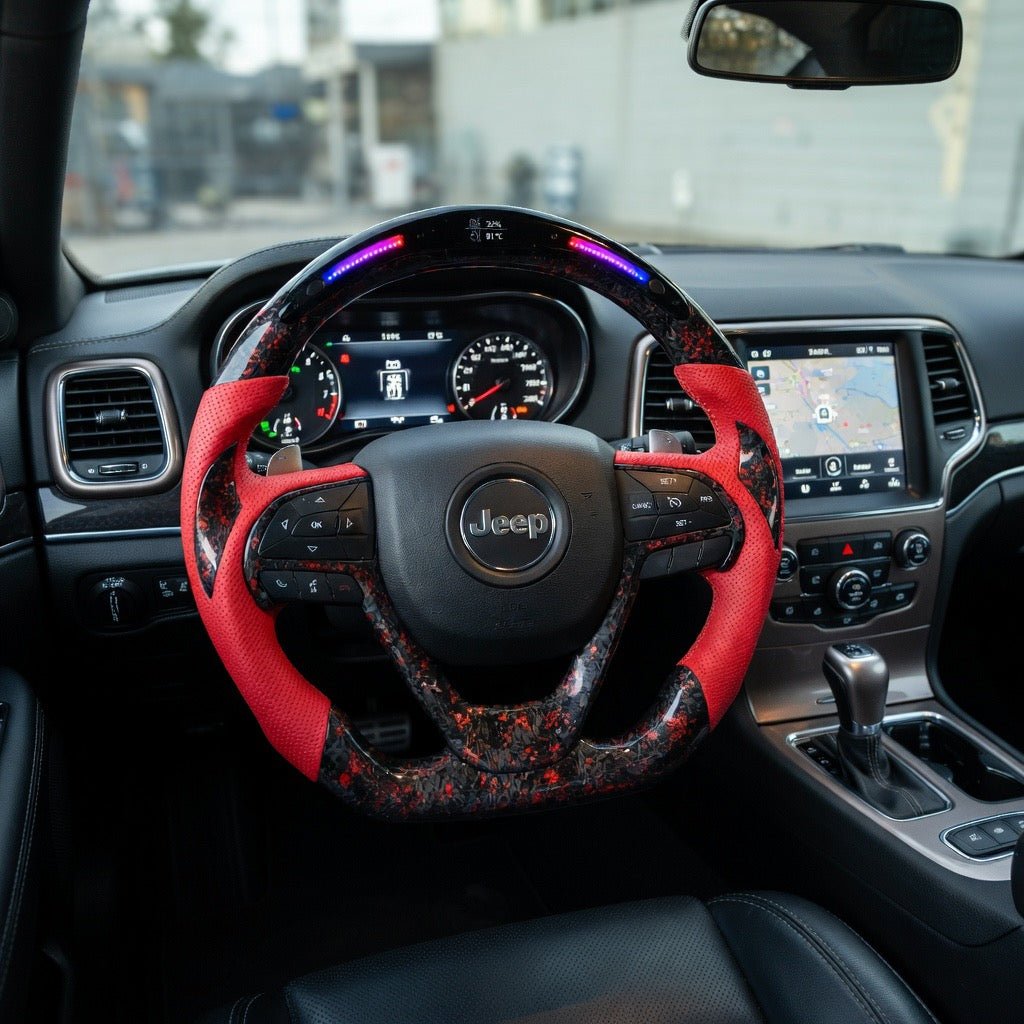 2016+ Jeep Cherokee - Forged Carbon Fiber Steering Wheel With Led Display