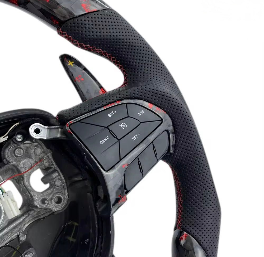 2015-2023 Dodge Durango/Charger/Challenger - Forged Carbon Fiber Steering Wheel With Leather & Led Display - American Steering