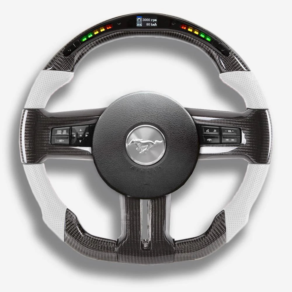 2010-2014 Ford Mustang - Custom Carbon Fiber Steering Wheel With Red Leather